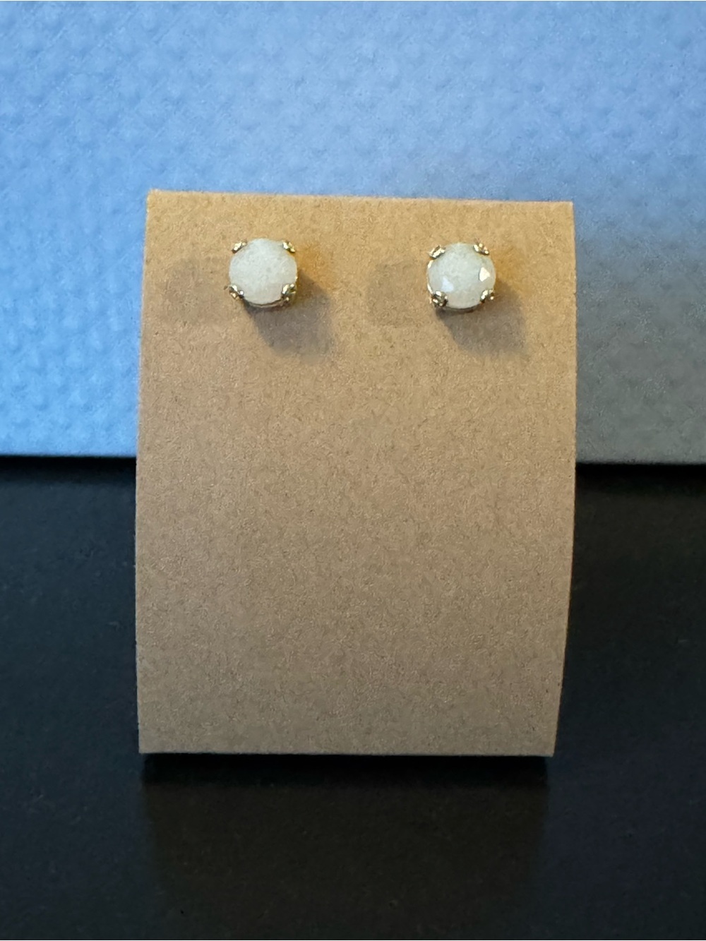 Gold-Plated White Druzy Stud Earrings